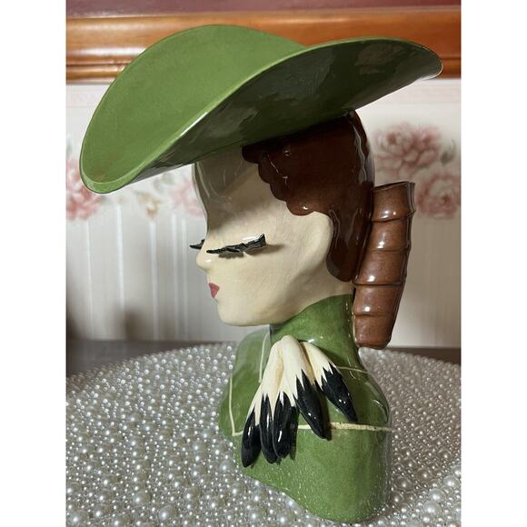 ERMYN TRUDE SIGNED BETTY LOU NICHOLS LADY HEAD VASE EYELASHES VINTAGE, Large - Picture 3 of 10
